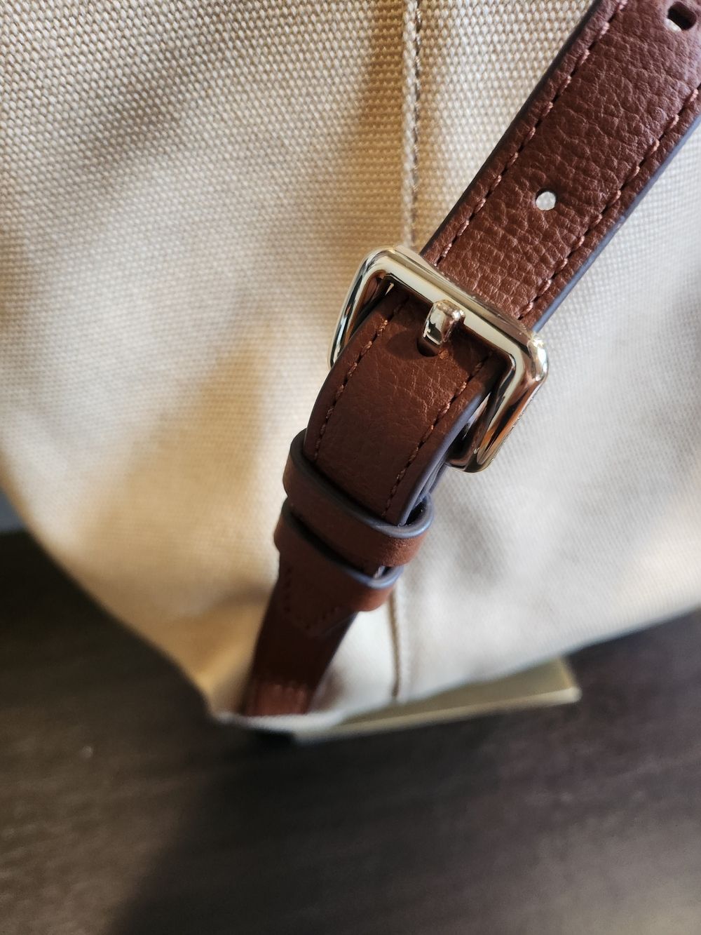 Cole Haan Canvas and Brown Leather Top-Handle Backpack - Picture 5 of 13